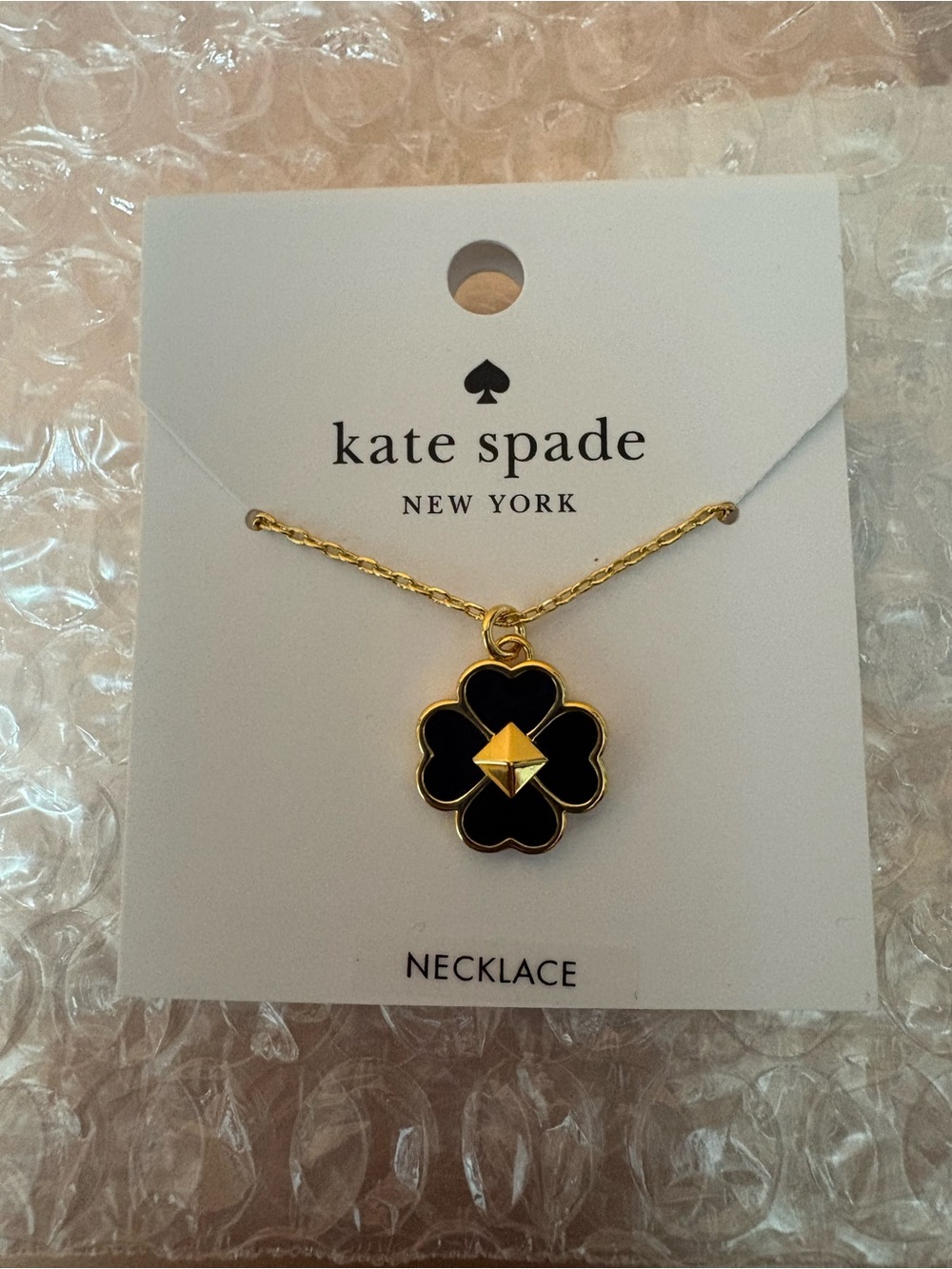 kate spade Black and Gold Clover Pendant Necklace